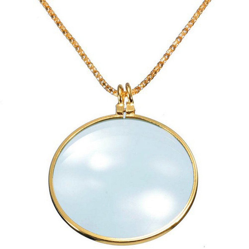 6X Magnifier Pendant Necklace - Gold Reading Jewelry with Magnifying Glass for Seniors & Hobbyists - Perfect for Reading, Crafts, and Close Work