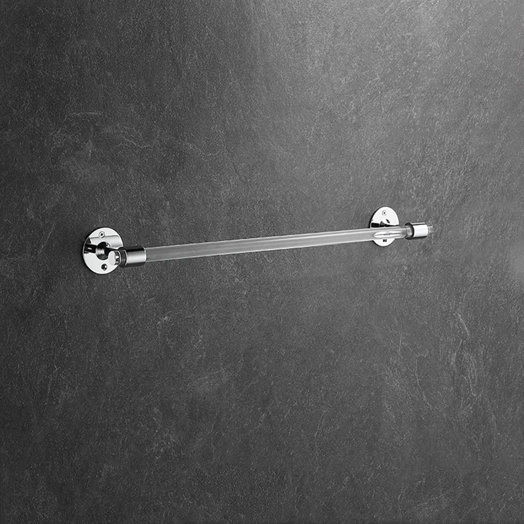 Modern Clear Acrylic Towel Bar with Brass Base - Wall Mounted Bathroom Towel Rack (40cm, Silver) - Stylish Hand Towel Holder for Modern Bathrooms, Powder Rooms & Spa Areas