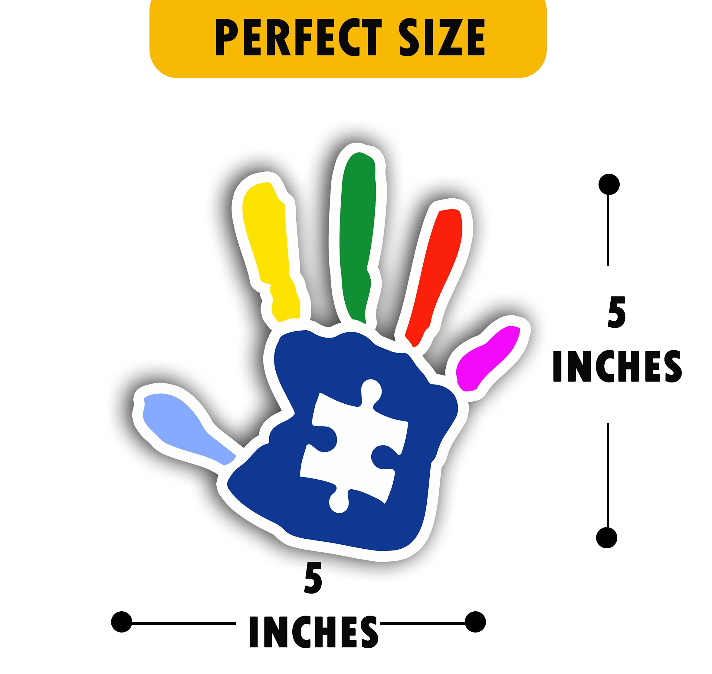 Autism Awareness Car Sticker - Hand Puzzle Vinyl Decal for Vehicles, Windows, Laptops, Notebooks | Waterproof 5