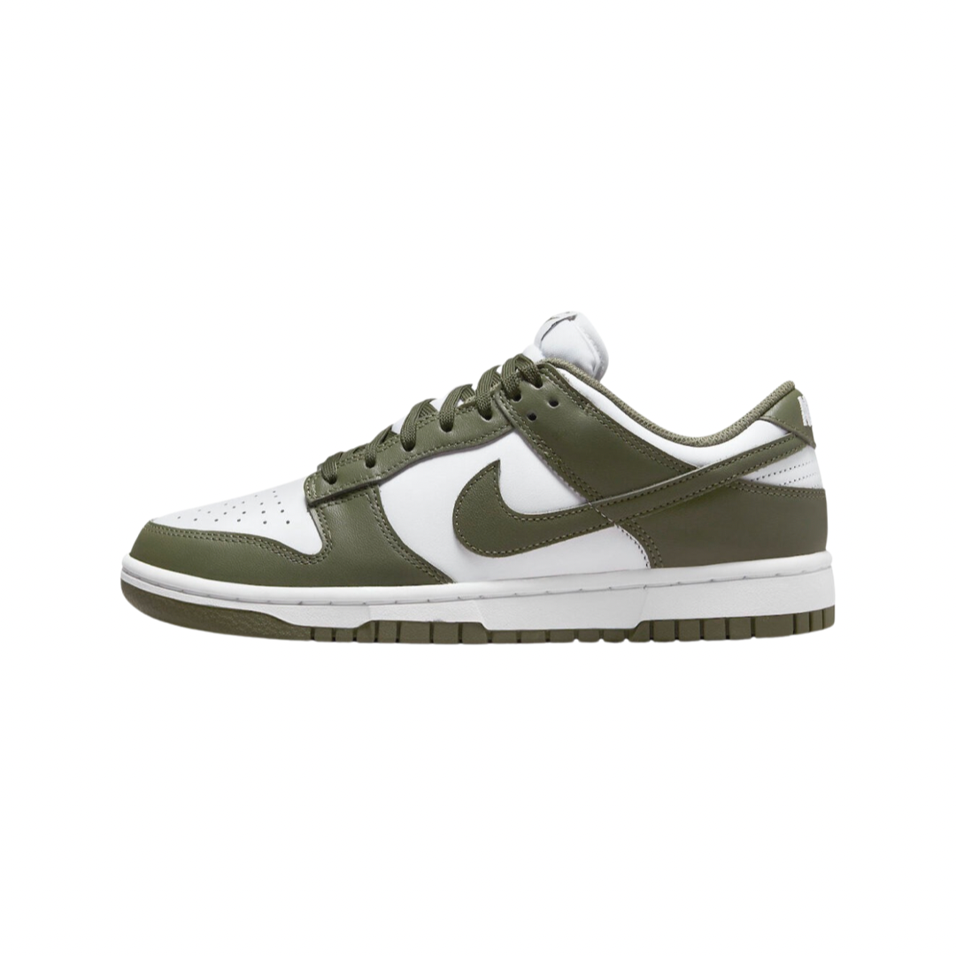 Nike Women's Dunk Low Sneakers - White/Medium Olive - Casual & Athletic Shoes for Women | Perfect for Running, Gym, and Everyday Wear