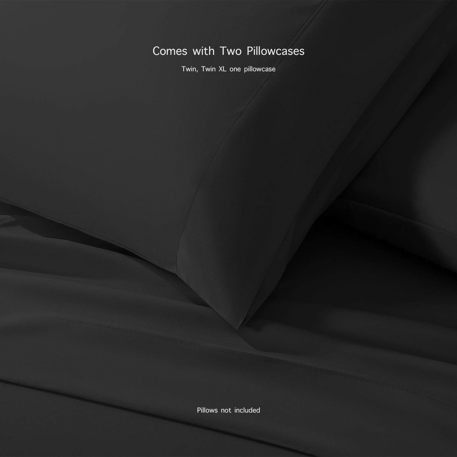 BASIC CHOICE Twin Size Sheet Set - Breathable Cooling Hotel Luxury Bed Sheets - Ultra Soft Deep Pocket Fitted Sheets - 3 Piece Wrinkle Free Bedding Set in Black - Perfect for Guest Rooms, Dorms & Cozy Bedrooms