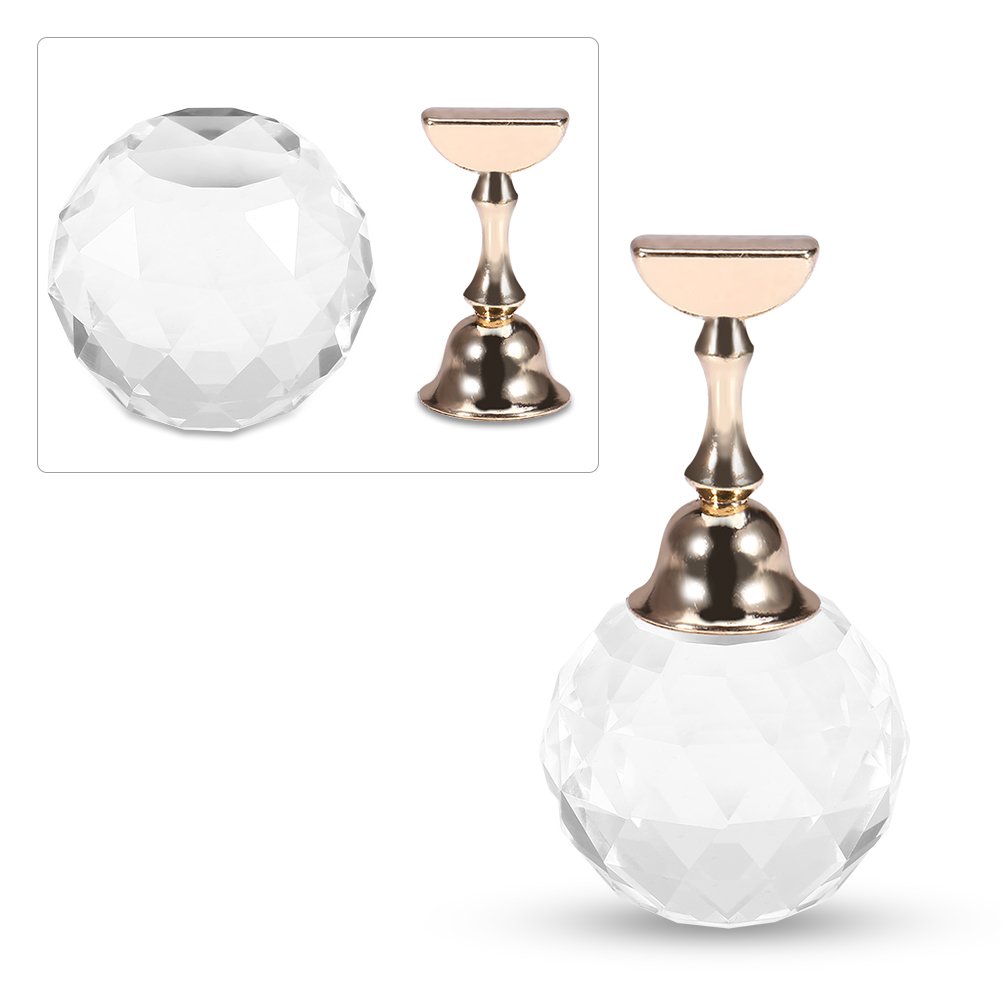 Premium Magnetic Nail Art Display Stand - Alloy Nail Tips Holder with White Spherical Crystal for Salon & DIY Manicure | Perfect for Nail Technicians, Home Use & Professional Nail Art Equipment Organization