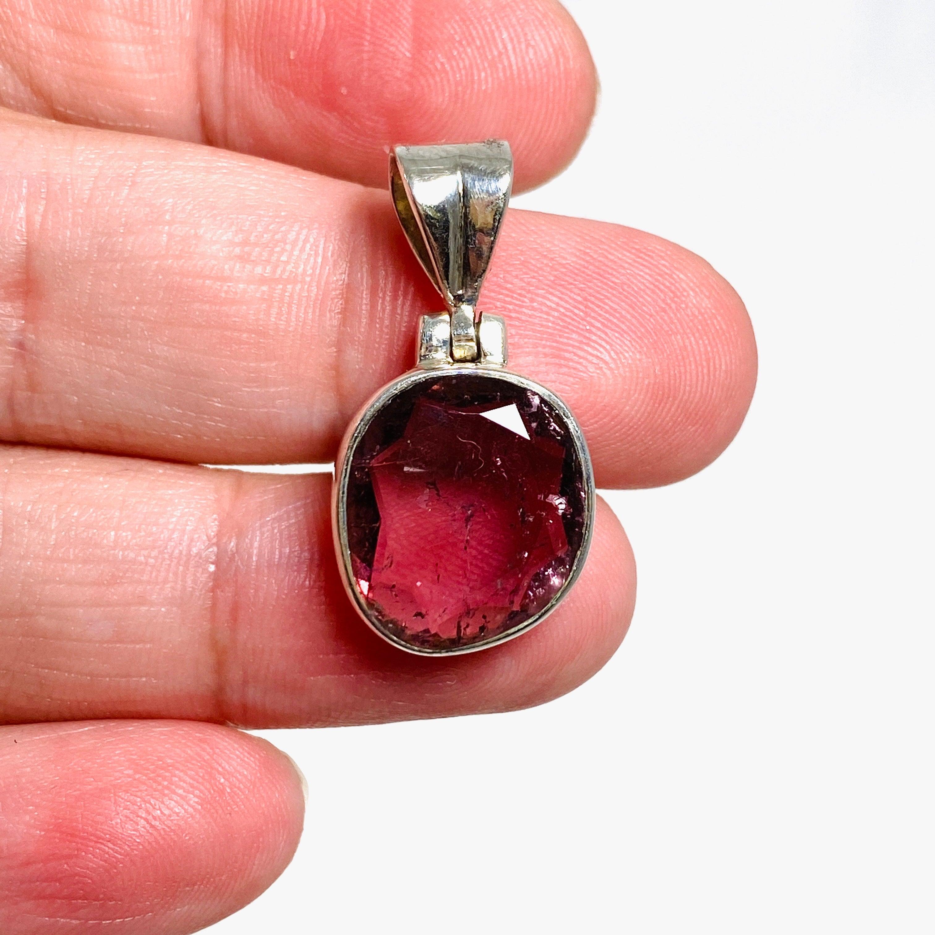 Natural Pink Tourmaline Faceted Pendant Necklace - 925 Sterling Silver Jewelry for Women - Perfect for Valentine's Day Gifts & Everyday Elegance