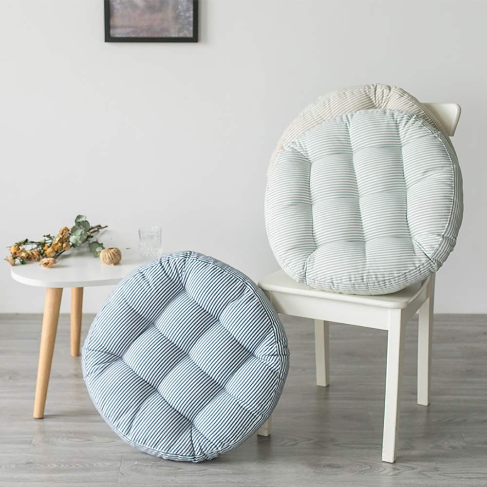 Tiita 22x22 Inch Round Stripe Patio Seat Cushions - Set of 2 Waterproof Outdoor/Indoor Chair Pads for Garden, Deck, Poolside & Floor Seating - Green Home Decor Pillows
