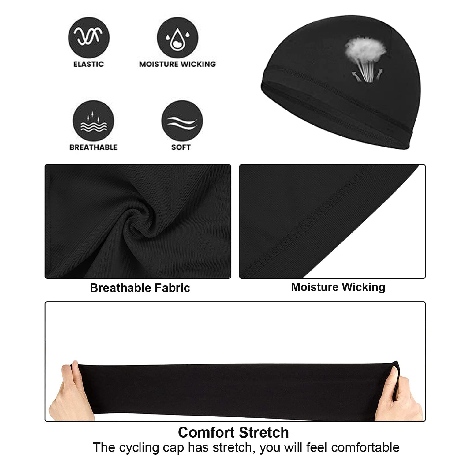 6 Pack Cooling Skull Caps - Moisture Wicking Helmet Liner for Running & Cycling - Breathable Beanie for Men & Women - Perfect for Workouts, Sports & Outdoor Activities