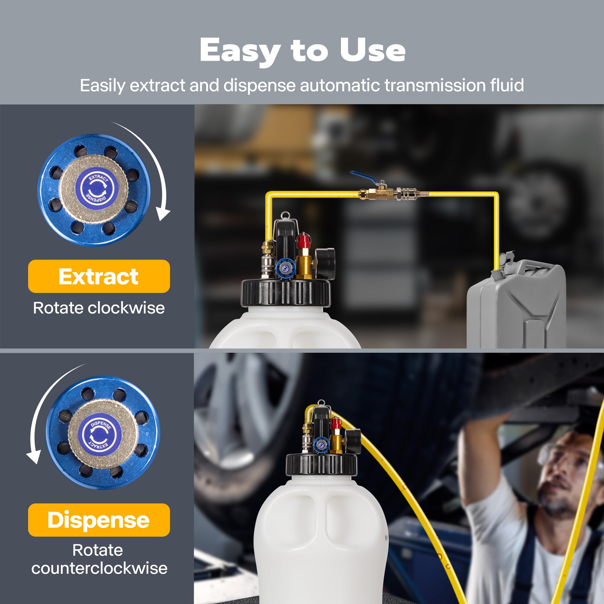 VIVOHOME 15PCS ATF Adapters Pneumatic Transmission Fluid Pump Kit - 10L (2.6 Gallon) Automatic Oil Transfer Pump for ATF Refills | Perfect for Car Maintenance, Garage Use & Fluid Change Services