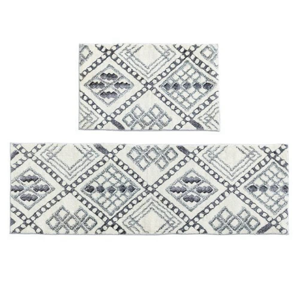 Soft Shaggy Microfiber Bath Rug - Non-Slip Boho Area Rug with Geometric Floral Patchwork Design for Bedroom, Living Room, Kitchen & Bathroom - Indoor/Outdoor Doormat (4.2' x 6.2', Multi-Color) - Perfect for Cozy Home Decor & High-Traffic Areas