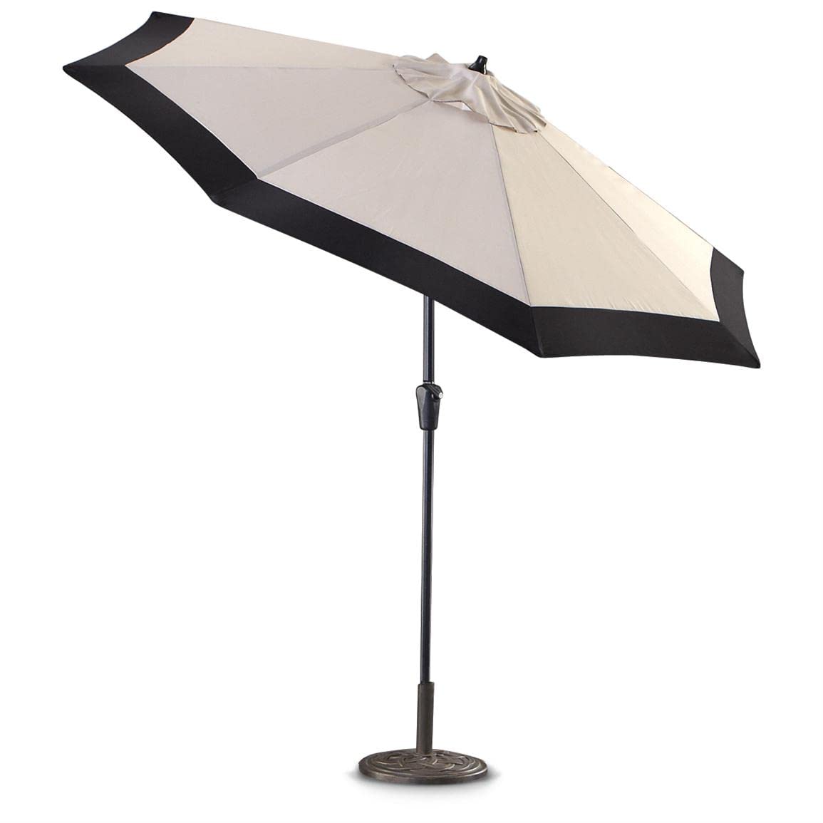 CASTLECREEK 9-Foot Two-Tone Outdoor Patio Umbrella with Push-Button Tilt - Khaki/Black Sun Shade for Deck, Yard, Backyard & Pool - Perfect for Outdoor Dining, Lounging and Poolside Relaxation