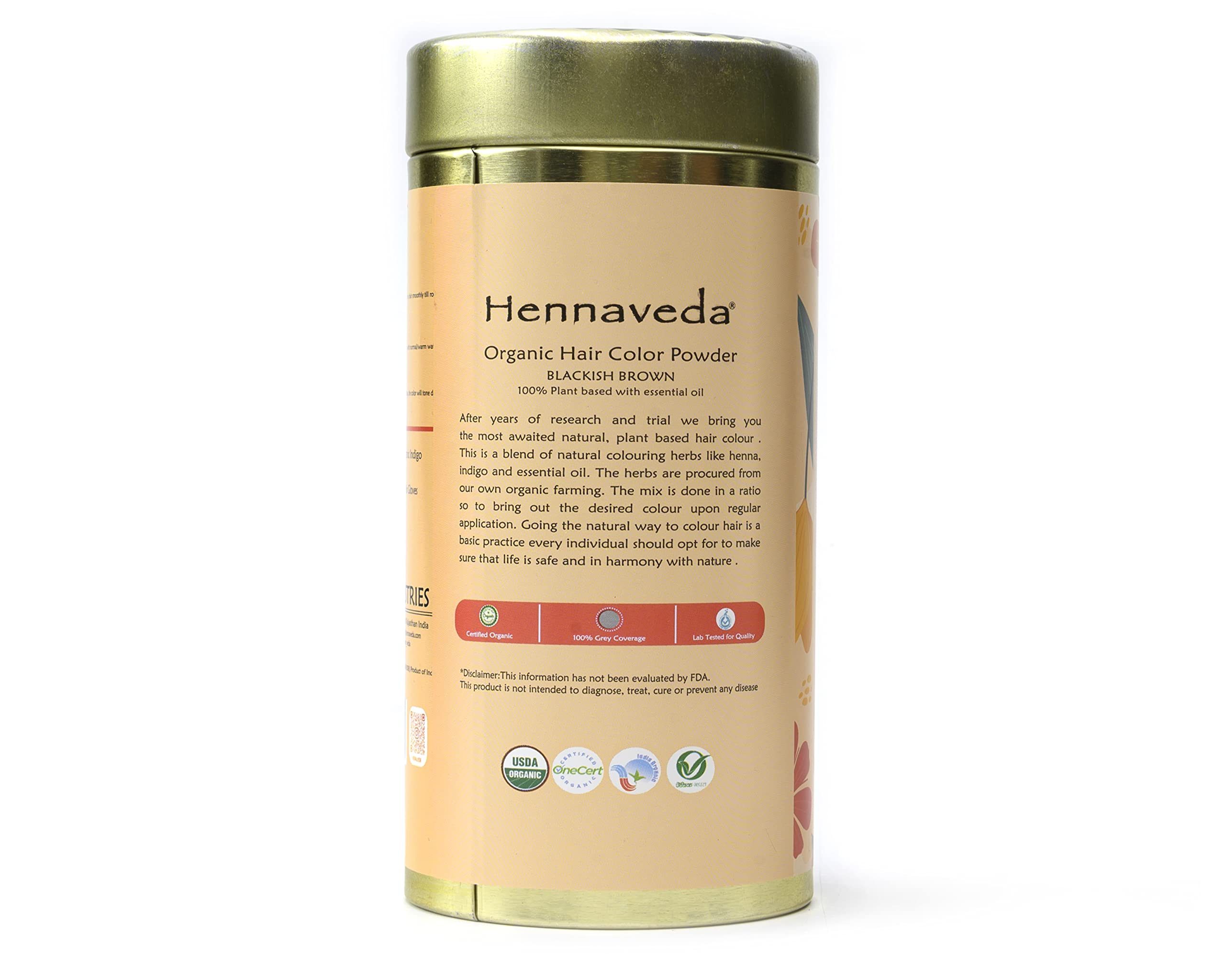 Hennaveda 100% Natural Hair Color Powder - 100g with Free Hair Dye Brush, Gloves & Shower Cap | Chemical-Free Herbal Hair Dye for Men & Women | Perfect for At-Home Hair Coloring & Gray Coverage
