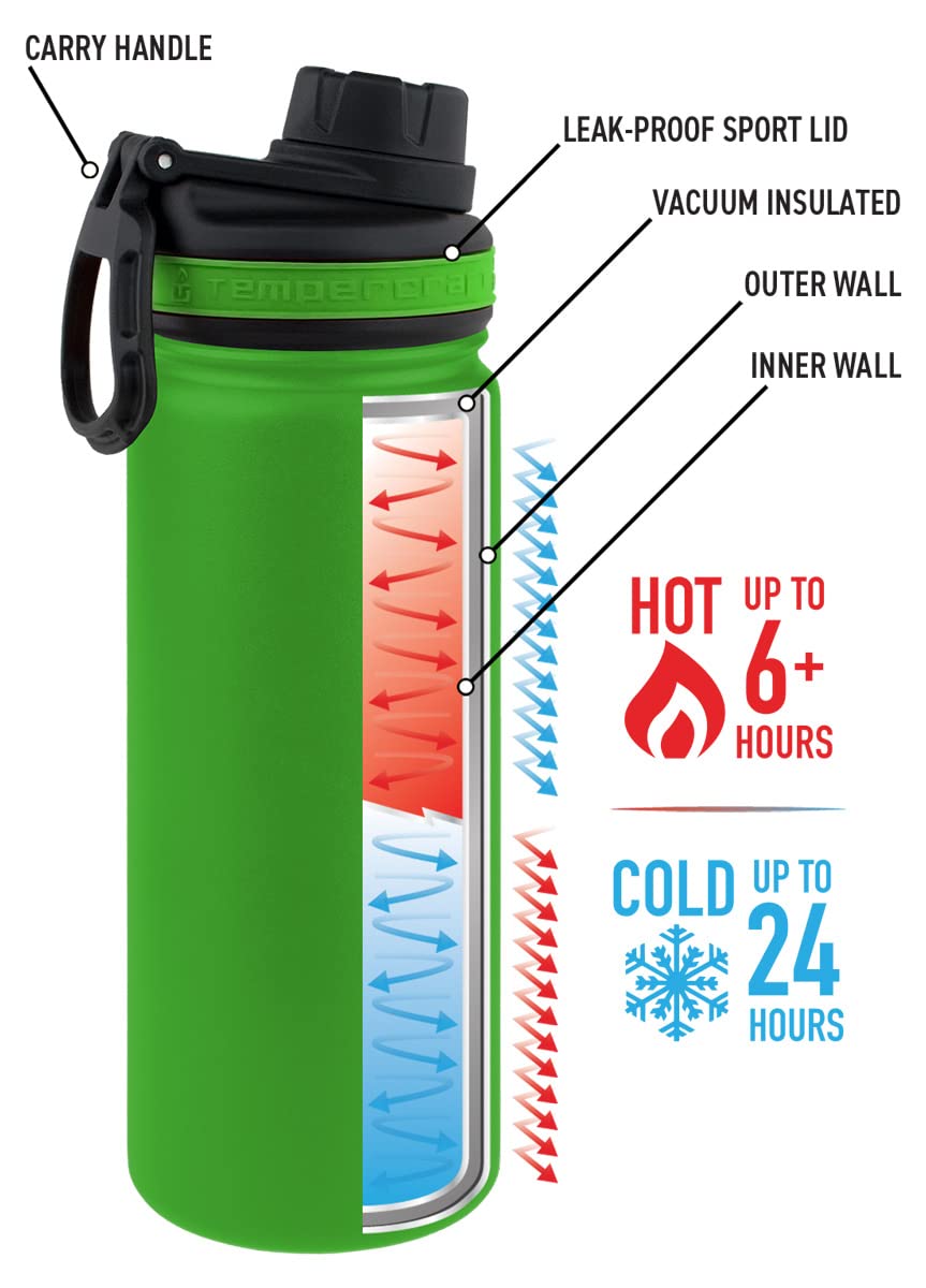 18 oz Vacuum Insulated Stainless Steel Water Bottle | Double-Walled, Wide Mouth Sport Bottle | Custom Laser Engraved Options | Perfect for Gym, Hiking & Outdoor Activities