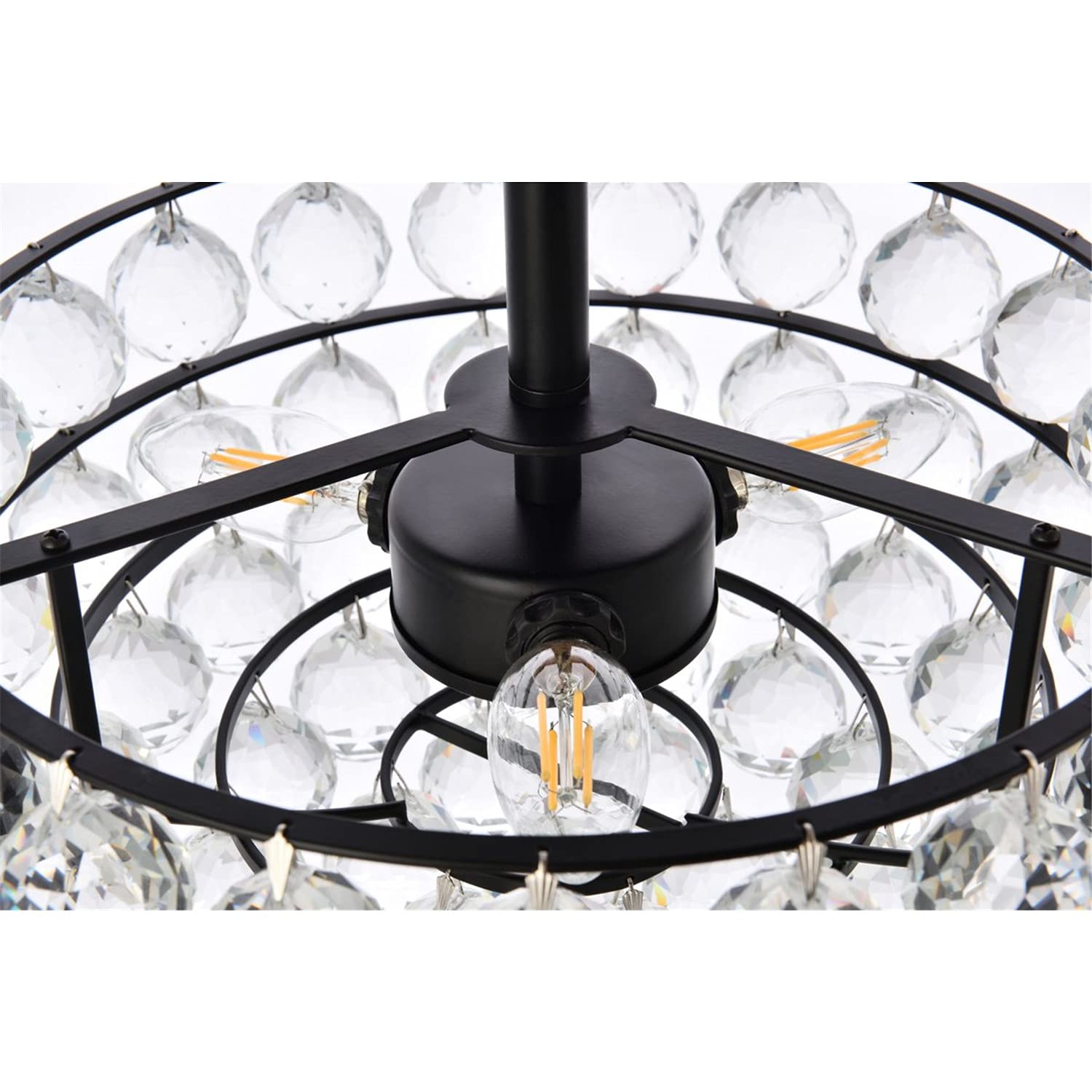 14 Inch Black Savannah Flush Mount Ceiling Light - Modern Indoor Lighting Fixture for Living Room, Bedroom & Kitchen Decor