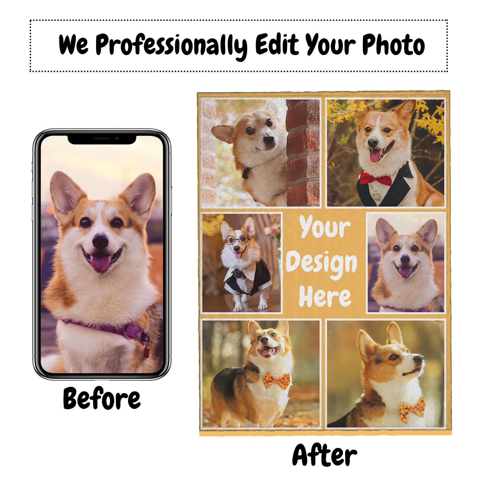 Custom Pet Blanket - Personalized Flannel Blanket for Couch & Bed (60x80 Inches) - Funny Gifts for Christmas, Halloween, Valentines, Birthday - Cozy Home Decor for Pet Lovers, Family & Friends