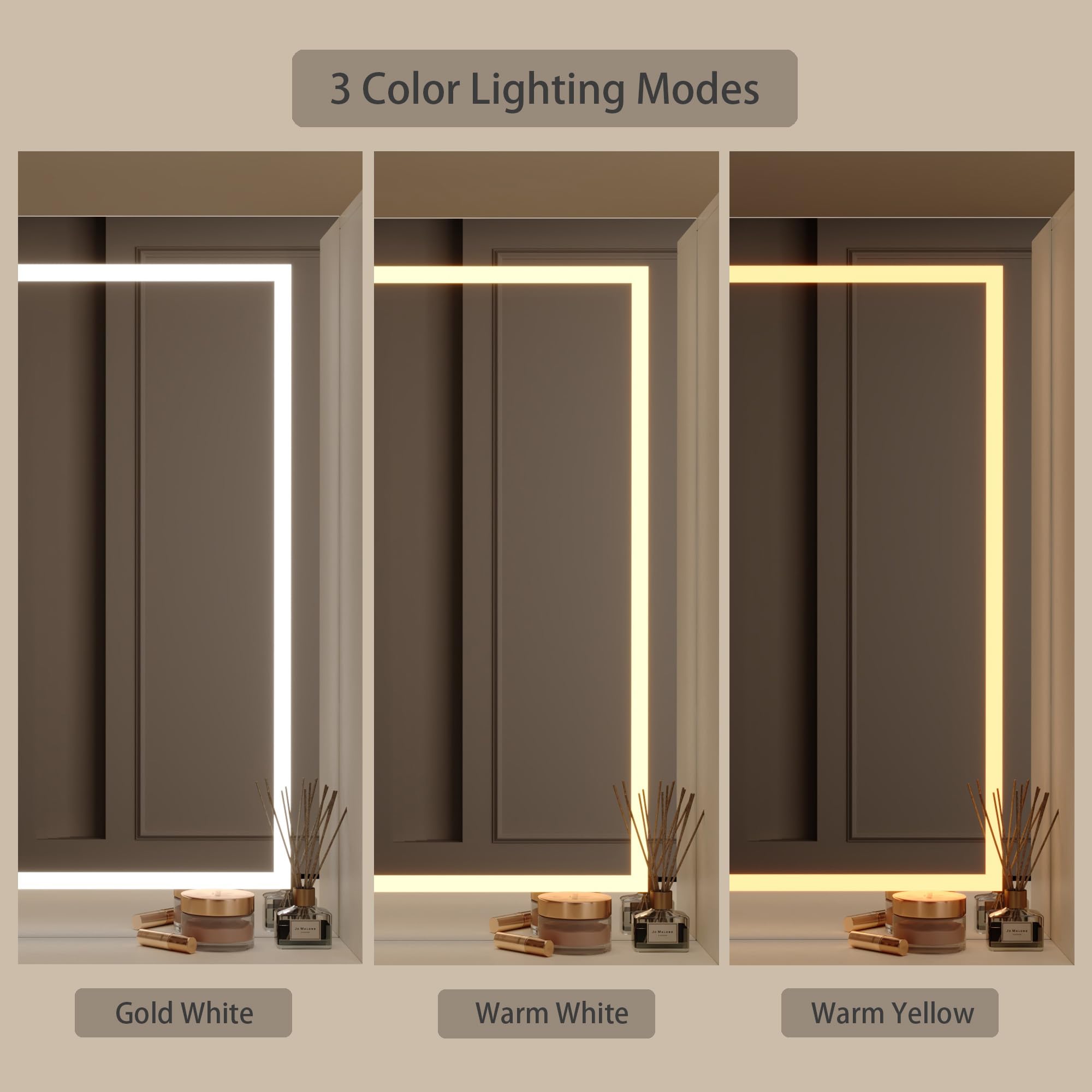 Vanity Desk with LED Lights Mirror & Power Outlet - 3 Adjustable Lighting Colors, 5 Storage Drawers, Makeup Vanity Set with Cushioned Stool - Perfect for Bedroom, Dressing Room & Home Salon (White)