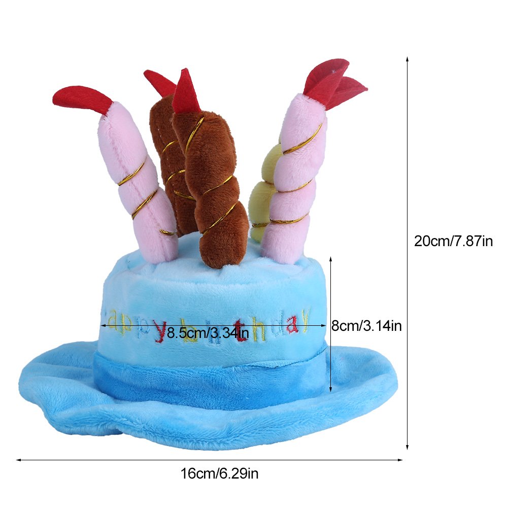 Fdit Pet Birthday Party Hat for Dogs & Cats - Colorful Candles Dog Cat Party Hat with Cake, Small Animal Costume Accessory (Blue) | Perfect for Birthday Celebrations & Photo Shoots