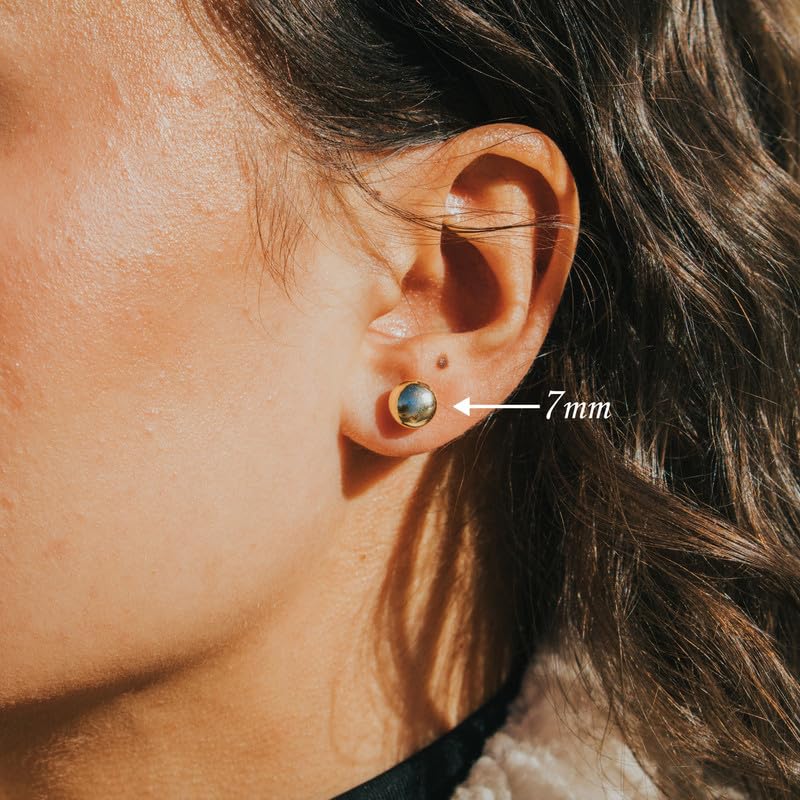 14K Gold Stud Earrings for Women - Butterfly Back Ball Earrings in 3/4/5/6/7/8mm Sizes - Perfect Anniversary, Valentine's Day & Birthday Gift Jewelry - Elegant Everyday Wear & Special Occasion Accessories