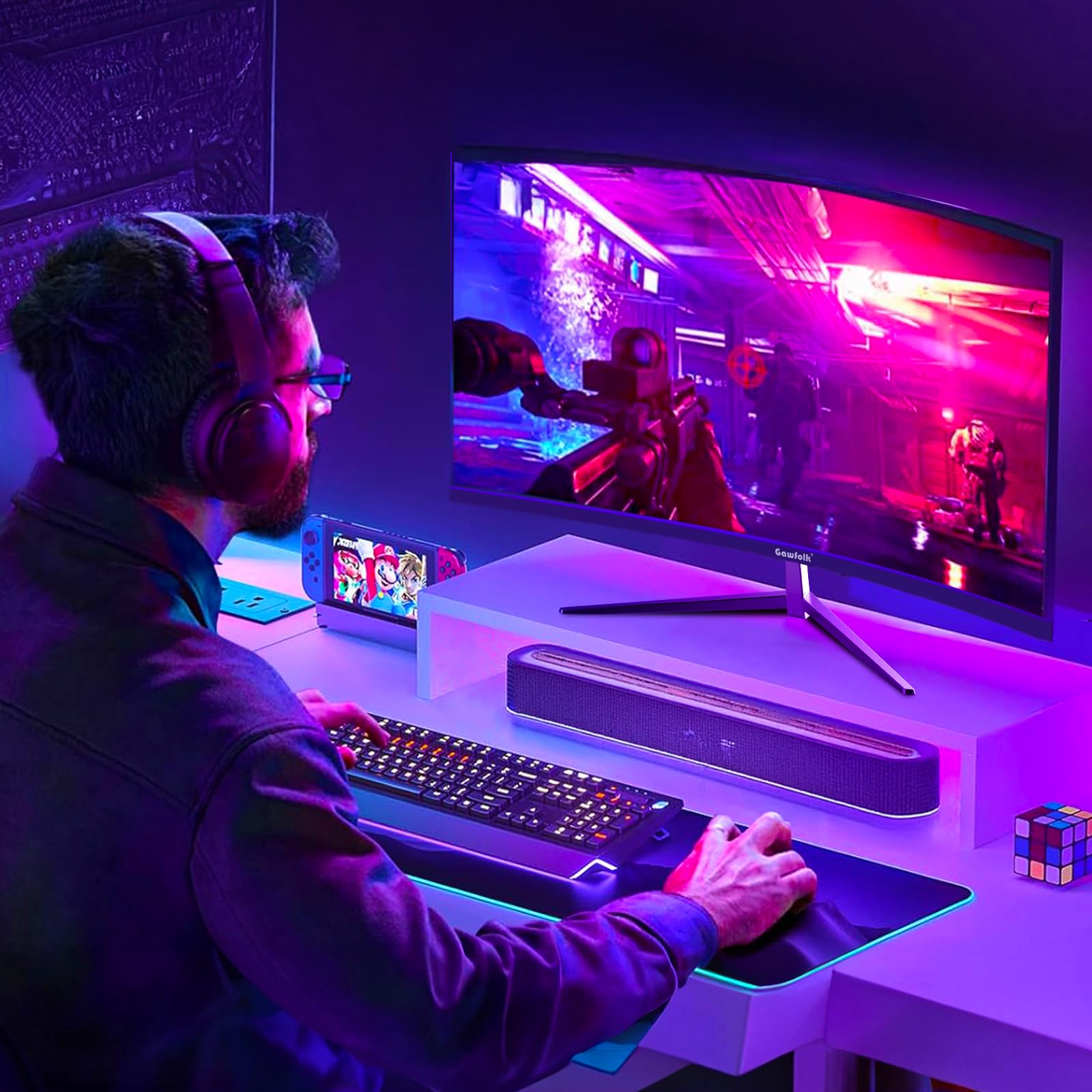 32 Inch Curved Gaming Monitor 144Hz/180Hz, QHD 2560x1440p 2K Resolution, 1500R Curvature, AMD FreeSync, DisplayPort & HDMI, VESA Wall Mountable - Perfect for Esports, Work & Home Entertainment