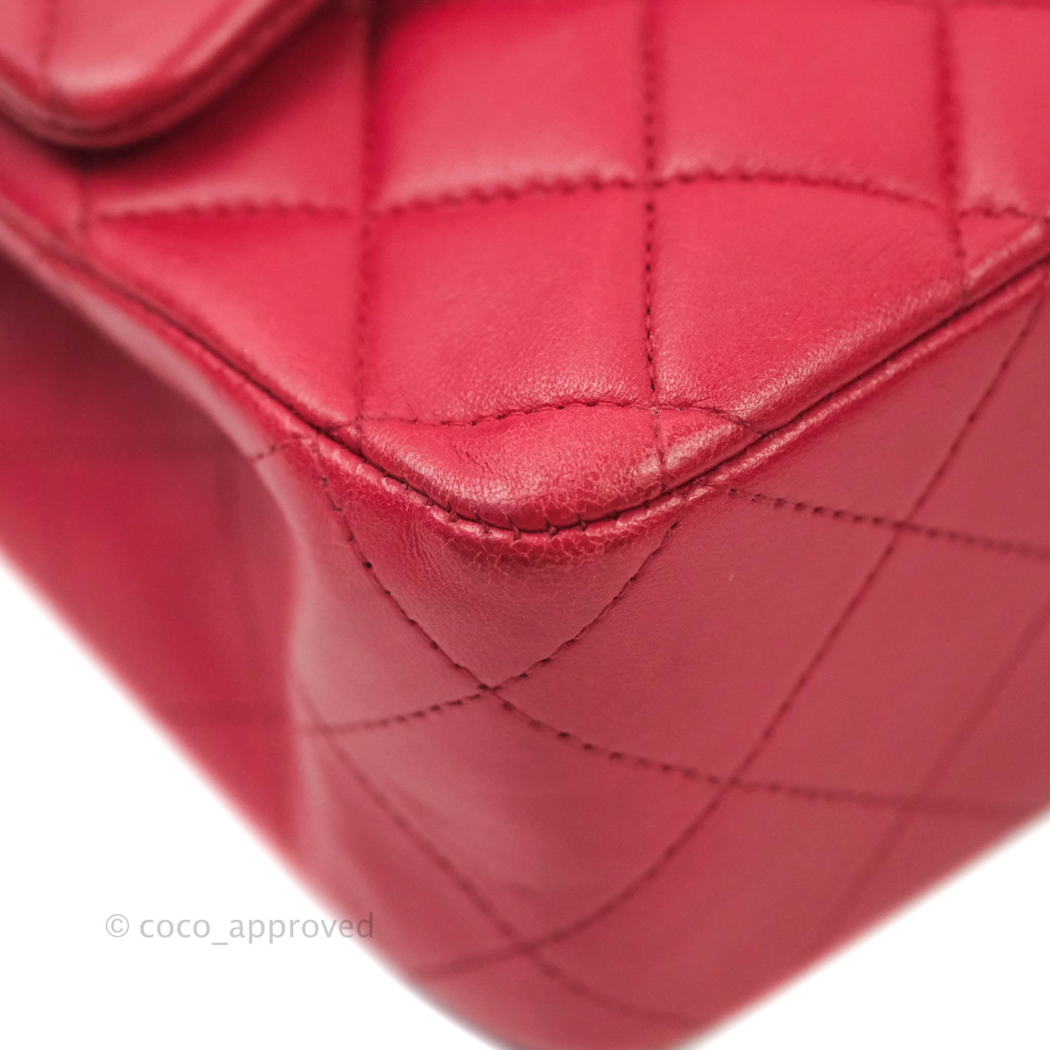 Chanel Classic Medium Double Flap Bag - Red Lambskin Leather with Silver Hardware | Luxury Handbag for Women, Perfect for Parties & Evening Events
