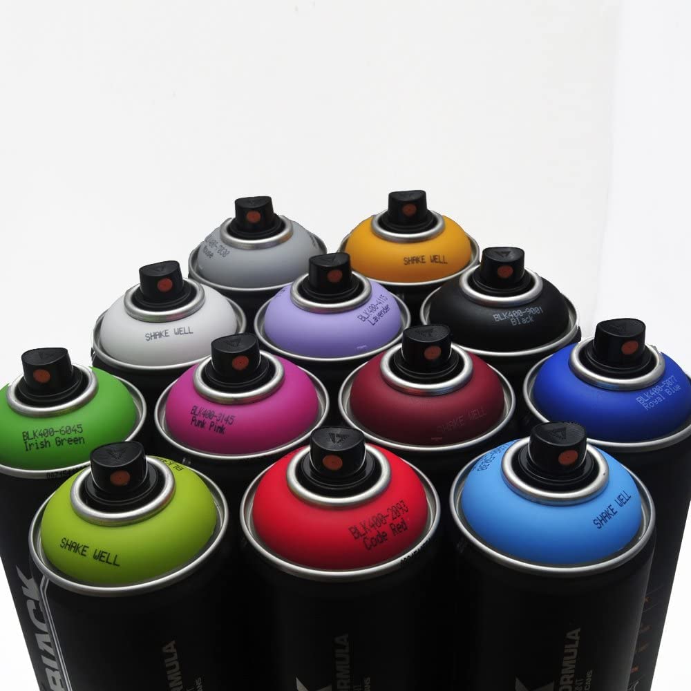 Montana BLACK 400ml Spray Paint Set - 12 Popular Colors for Graffiti, Street Art & Murals | Perfect for Urban Art, DIY Projects & Outdoor Wall Painting