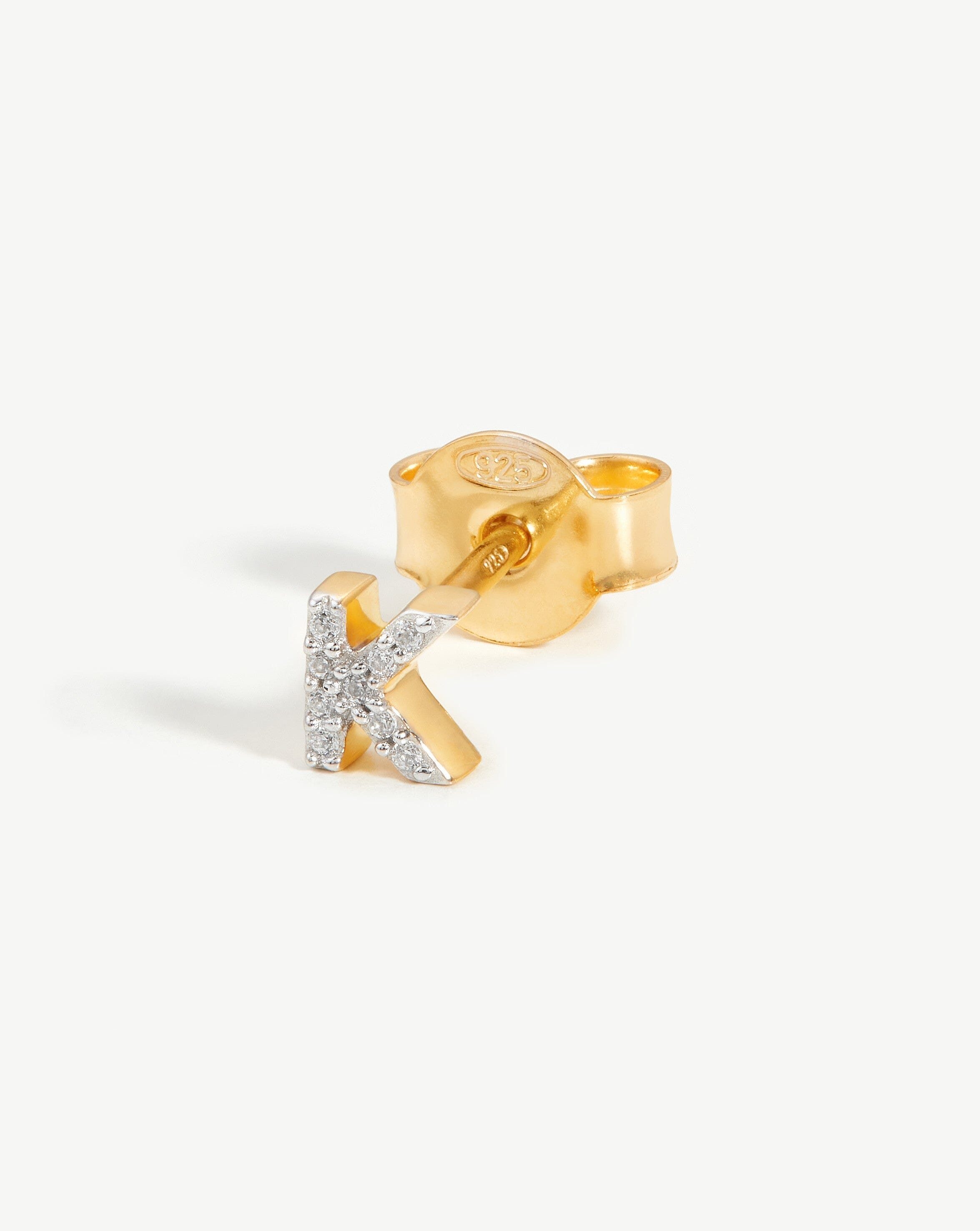 Pave Initial Single Stud Earring - 18k Gold Vermeil & Cubic Zirconia Monogram Jewelry - Perfect for Gifts, Birthdays, and Everyday Elegance