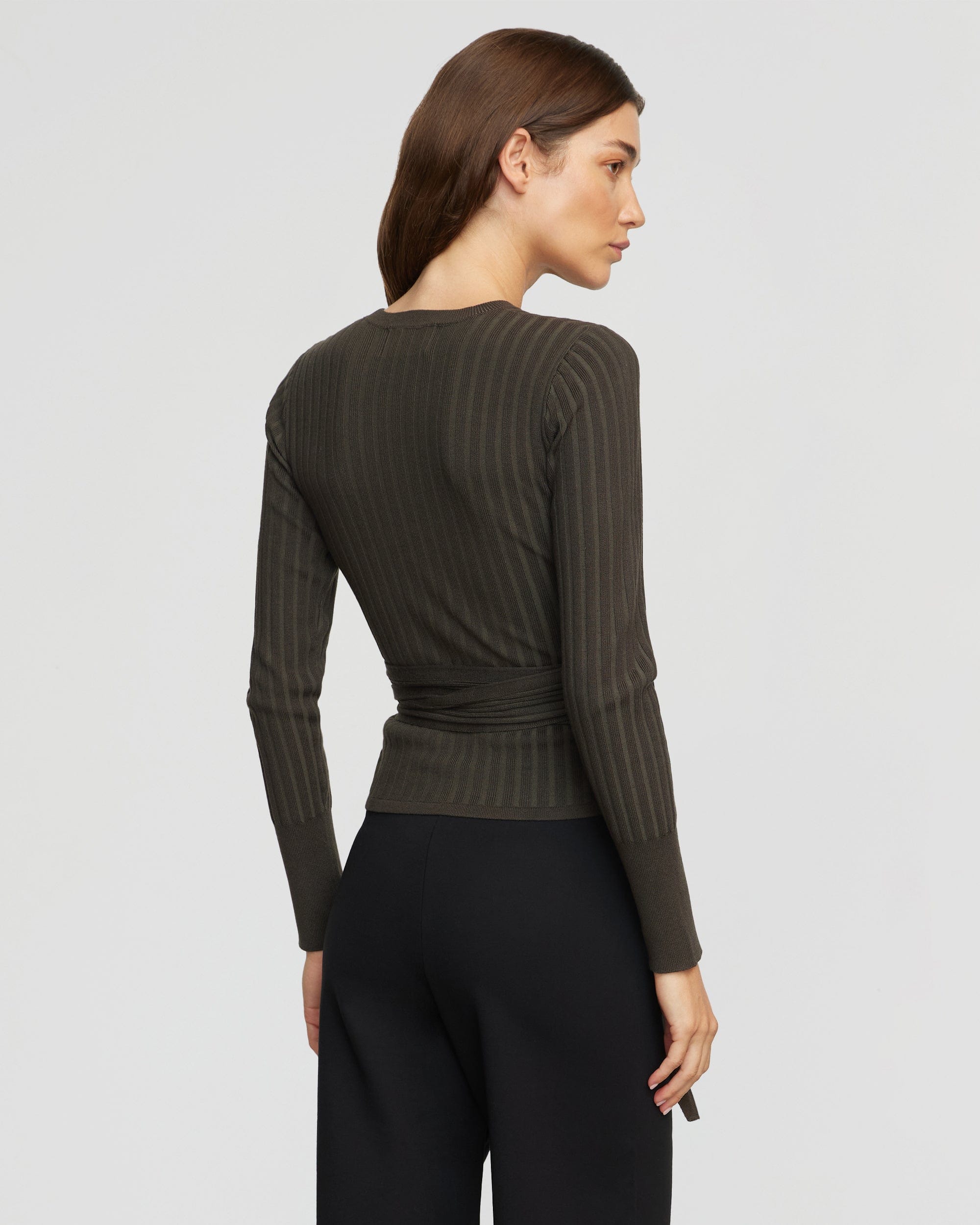 Deniza Tie Front Ribbed Sweater for Women - Soft Knit Long Sleeve Tops for Fall & Winter - Perfect for Office, Date Night and Casual Outfits
