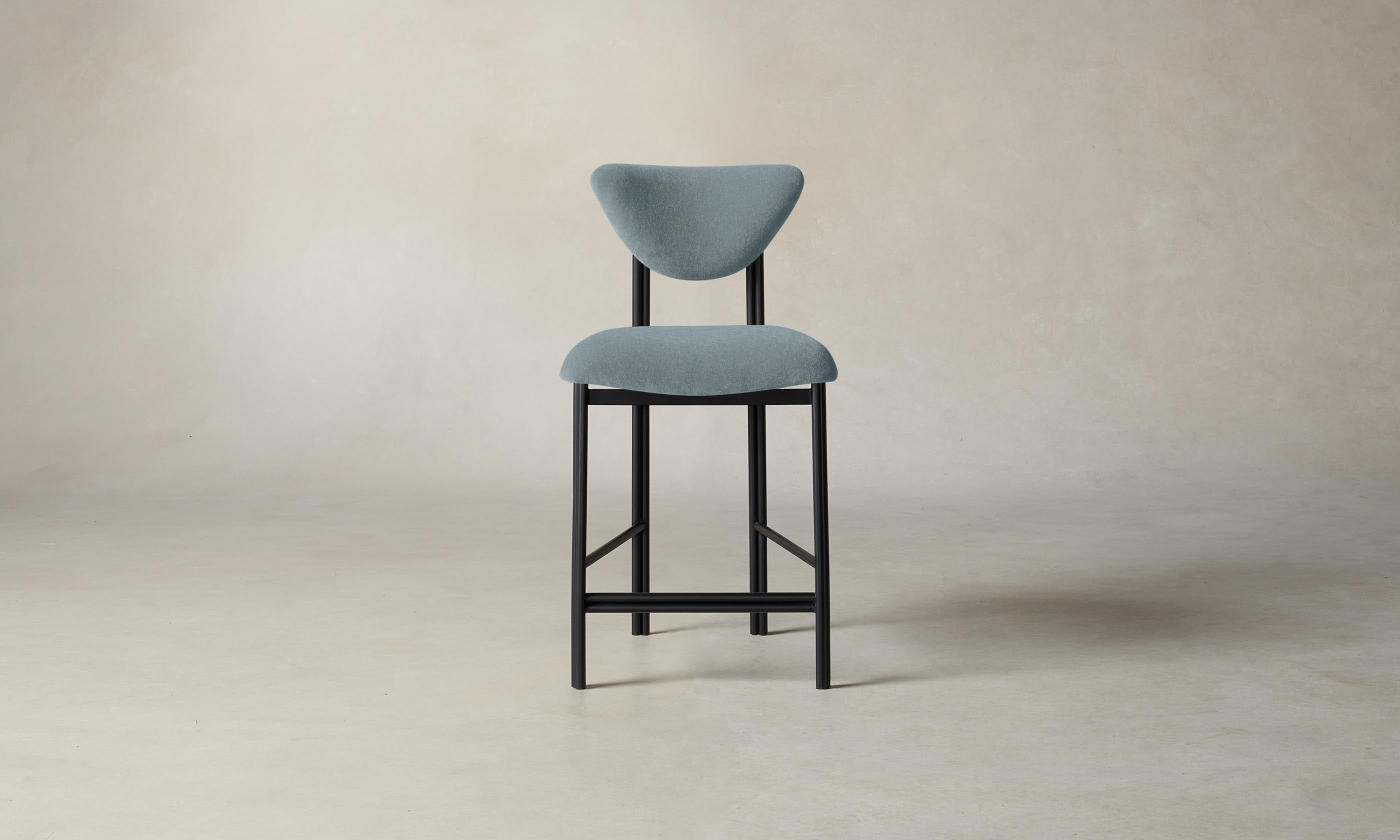 Premium Velvet Counter Stool - The Cooper - Sky Blue - Modern Kitchen & Bar Stool for Dining, Breakfast Nook & Home Decor