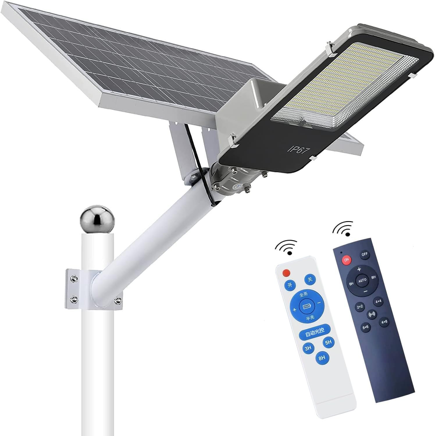 Solar Street Flood Lights Outdoor - IP65 Waterproof Commercial Solar Security Lights with Remote Control, Dusk to Dawn Sensor for Parking Lots, Yards, Streets & Gardens | Perfect for Home Security, Pathway Lighting & Landscape Illumination