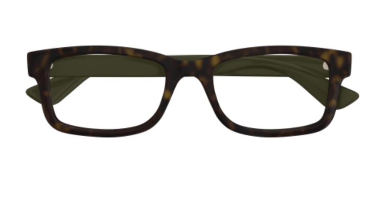 Gucci GG1717O 004 Havana/Green Rectangle Men's Eyeglasses - Stylish Prescription Glasses for Men, UV Protection, Lightweight Frame - Perfect for Office, Driving & Everyday Wear