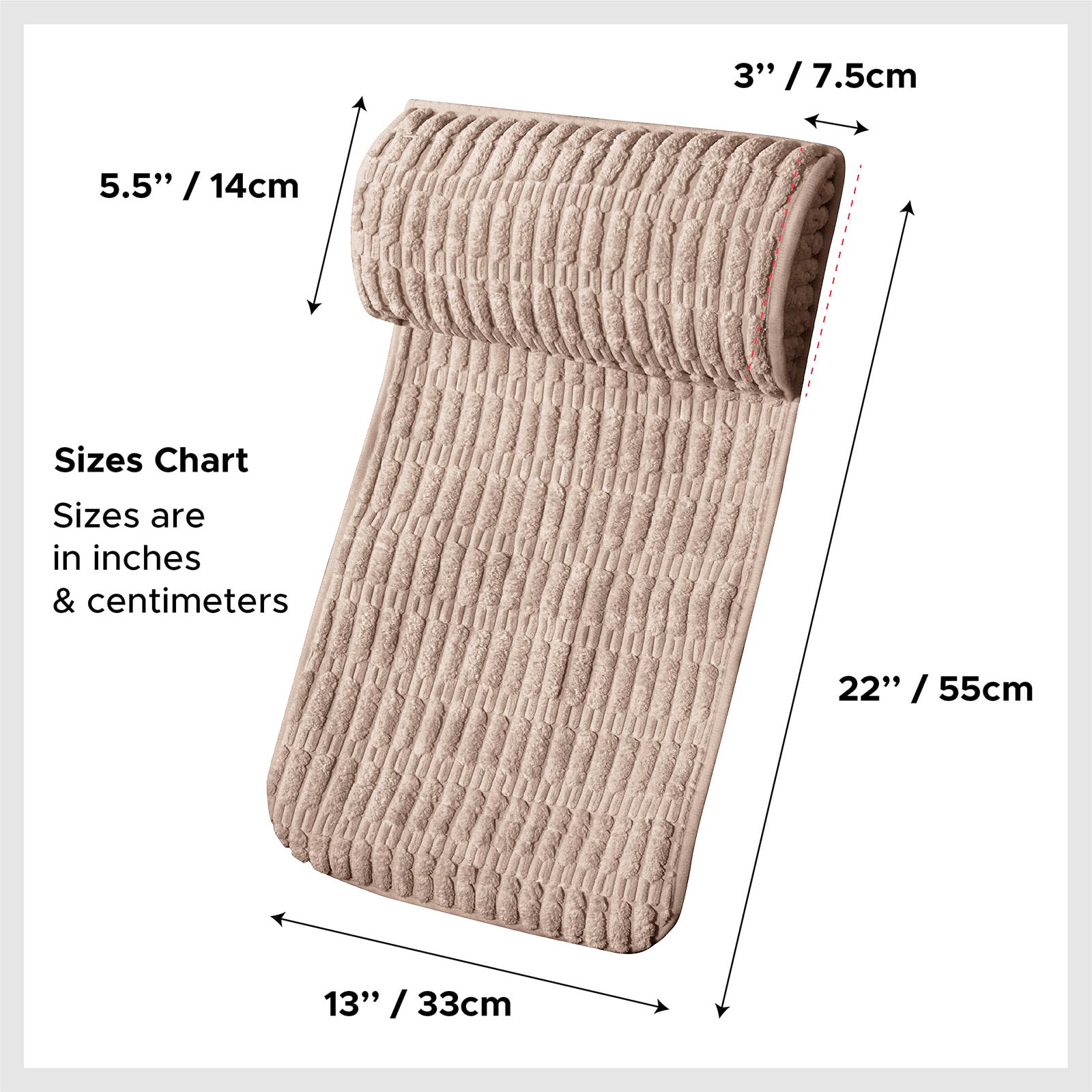 WdFour 4-in-1 Memory Foam Headrest Pillow - Neck Support Cushion for Back & Foot Comfort - Perfect for Sofas, Recliners, Office Chairs & Massage Chairs (Khaki, 13