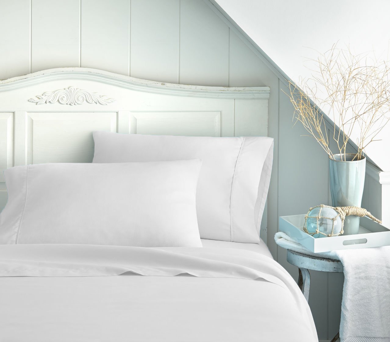 Organic Cotton Bed Sheets Set King Size White - 410 Thread Count GOTS Certified, Breathable & Comfortable Luxury Soft Feel - All Season Use for Bedroom, Hotel, Guest Room - Machine Washable & Durable