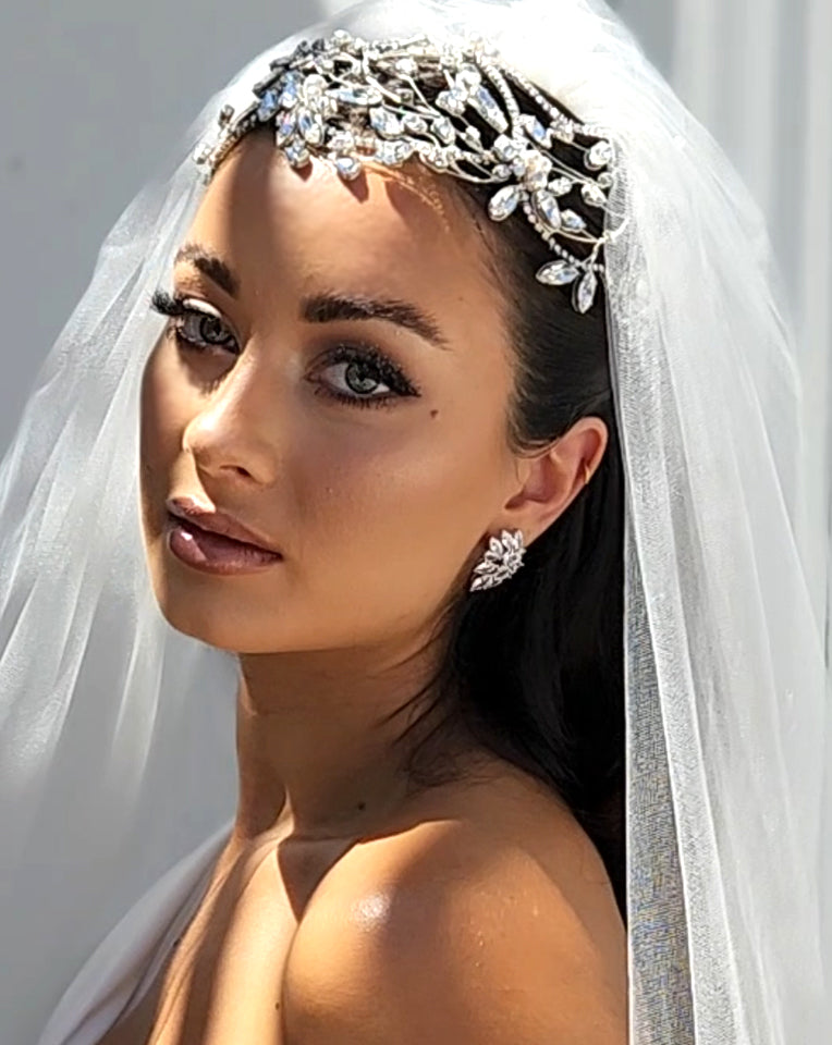 Stephanie Browne Rockstar Statement Crystal Stud Earrings for Bridal Wedding | Elegant & Glamorous Jewelry for Brides, Prom, and Special Occasions