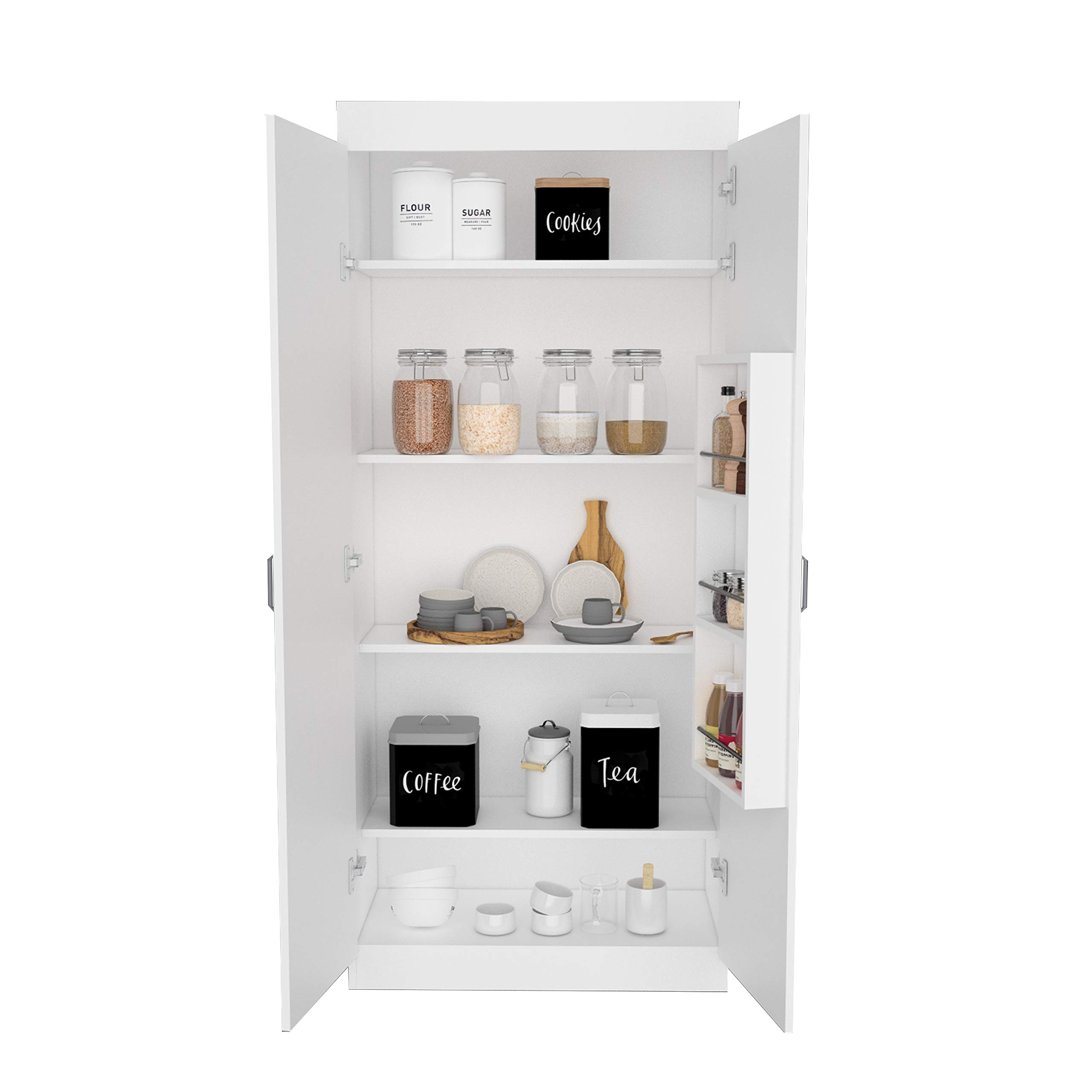 Albany Classic Double Door Pantry Cabinet with 5 Adjustable Shelves - Spacious Kitchen Storage for Organizing Food, Dishes & Supplies | Perfect for Pantry, Garage & Laundry Room Organization