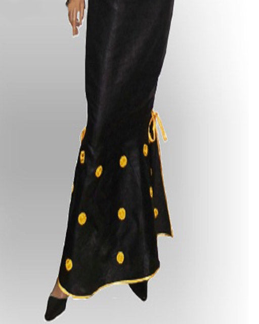 Elegant Black Brocade Bodycon Skirt with Intricate Gold Embroidery - Perfect for Evening Parties, Weddings & Special Occasions