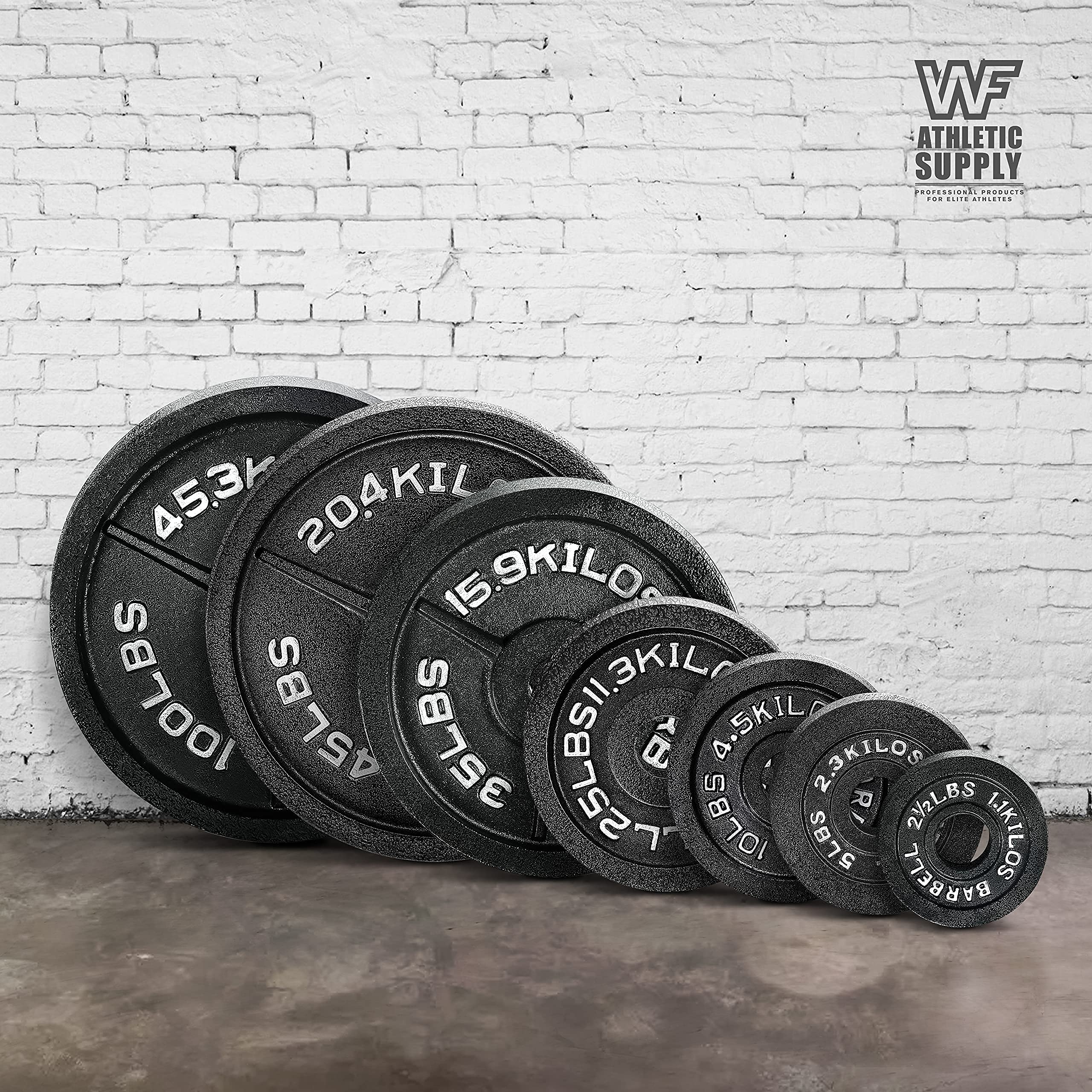 CAPHAUS 2-Inch Olympic Weight Plates - Solid Cast Iron Barbell Plates for Strength Training, Weightlifting, Bodybuilding & Powerlifting - Perfect for Home Gyms, CrossFit & Commercial Fitness Centers