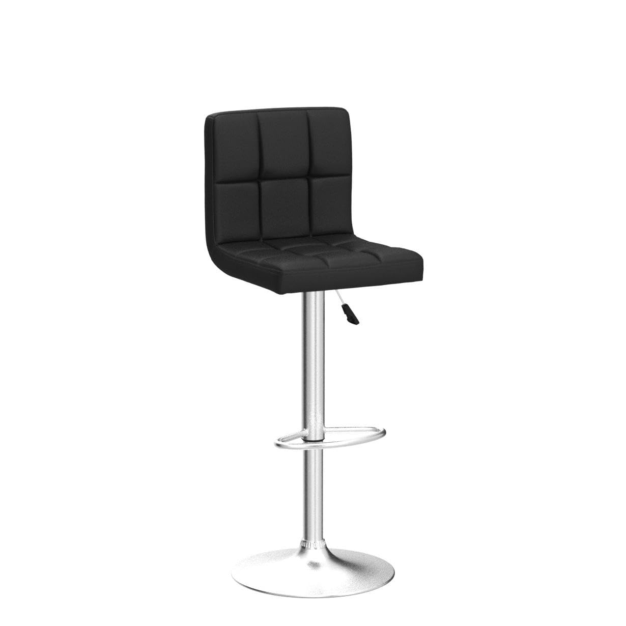 Modern Adjustable Swivel Bar Stool Set of 2 - PU Leather Counter Height Barstools with Hydraulic Lift for Kitchen, Dining Room & Home Bar - Black (Perfect for Entertaining & Casual Dining)
