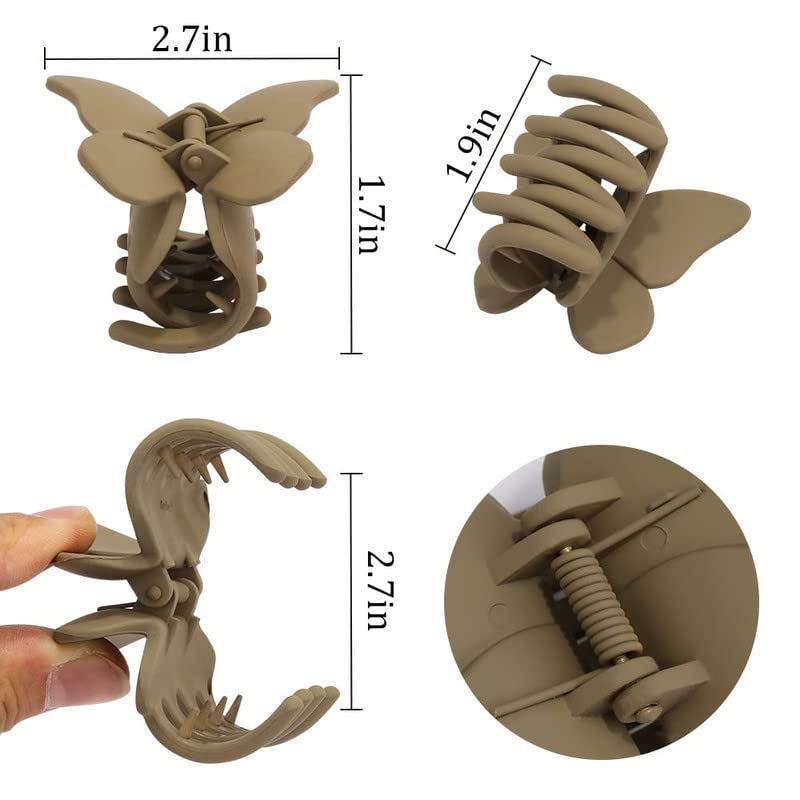 Butterfly Hair Clips for Women & Girls - 4 Pack Non-Slip Hair Claw Clips for Thick & Medium Hair - Cute Butterfly Hair Accessories for Ponytails, Buns & Updos - Model 0067