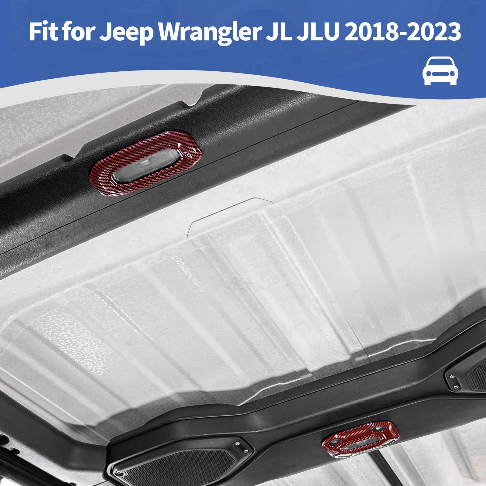 Red Carbon Fiber Dome Light Cover Trim for Jeep Wrangler JL & Gladiator JT (2018-2023) - Interior Accessories Set of 3pcs - Enhance Your Jeep's Style & Nighttime Visibility for Off-Road Adventures
