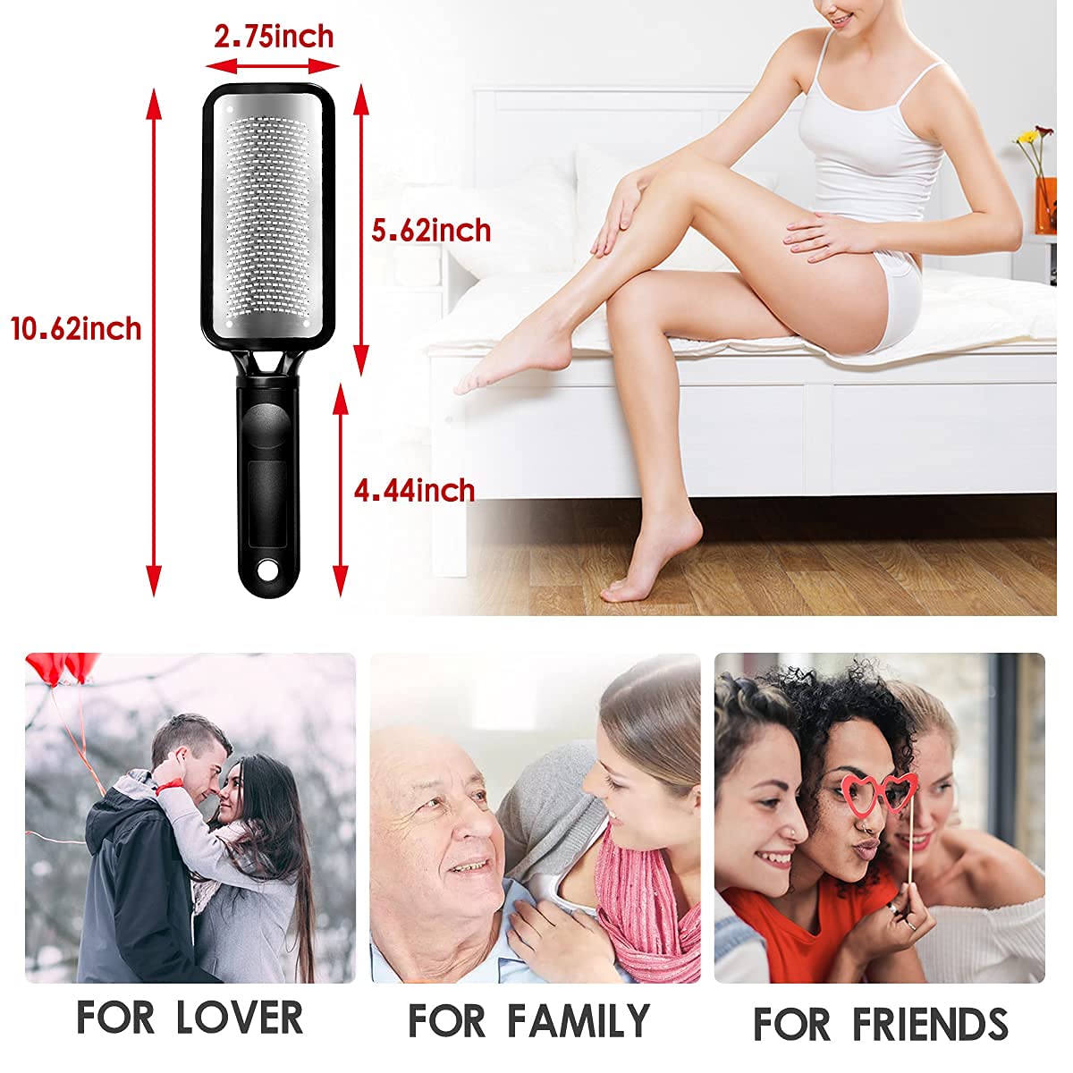 Professional Stainless Steel Foot Callus Remover & Pedicure Tool - Heavy Duty Heel Scrubber for Dead Skin Removal - Black - Perfect for Home Pedicure, Foot Care & Smooth Skin Maintenance