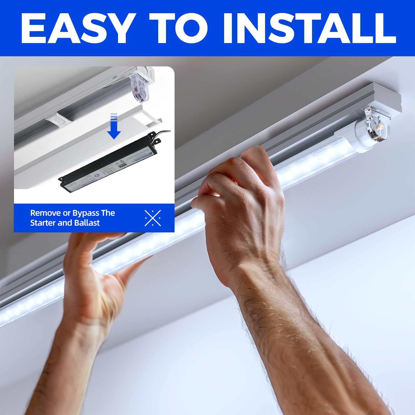 Barrina 8 Foot LED Bulbs - 44W 5500lm 6500K Super Bright T8 T10 T12 LED Tube Lights with Clear Cover, FA8 Single Pin - Energy Efficient Replacement for Fluorescent Lights (Pack of 12) - Perfect for Warehouses, Garages, and Commercial Lighting