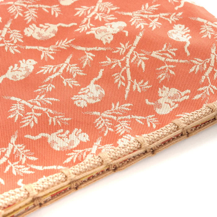 Nishijin Ori Small Drawstring Bag - Bamboo Groves & Cats / Rose Design | Handmade in Kyoto Japan | Traditional Japanese Craft Purse for Coins, Jewelry & Gifts