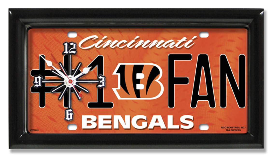 TAGZ SPORTS UNLIMITED Cincinnati Football Team Wall Clock & Desk Clock - Home Office Decor, Gift for Football Fans, Game Room & Sports Bar Accessories