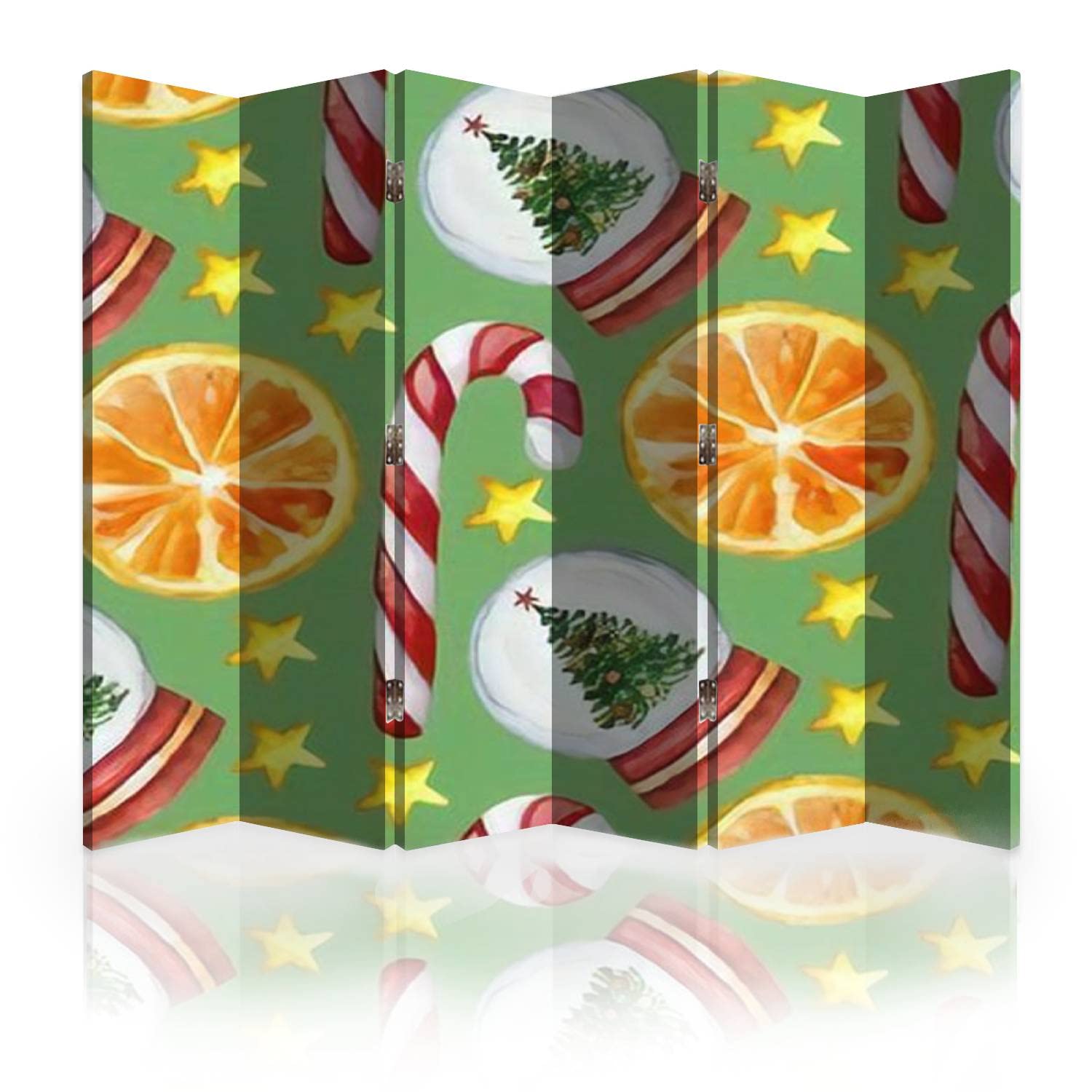 6-Panel Watercolor Snow Canvas Room Divider Screen - Foldable Privacy Partition Wall Separator for Home & Office | Perfect for Christmas Decor, New Year Celebrations & Seasonal Room Dividers