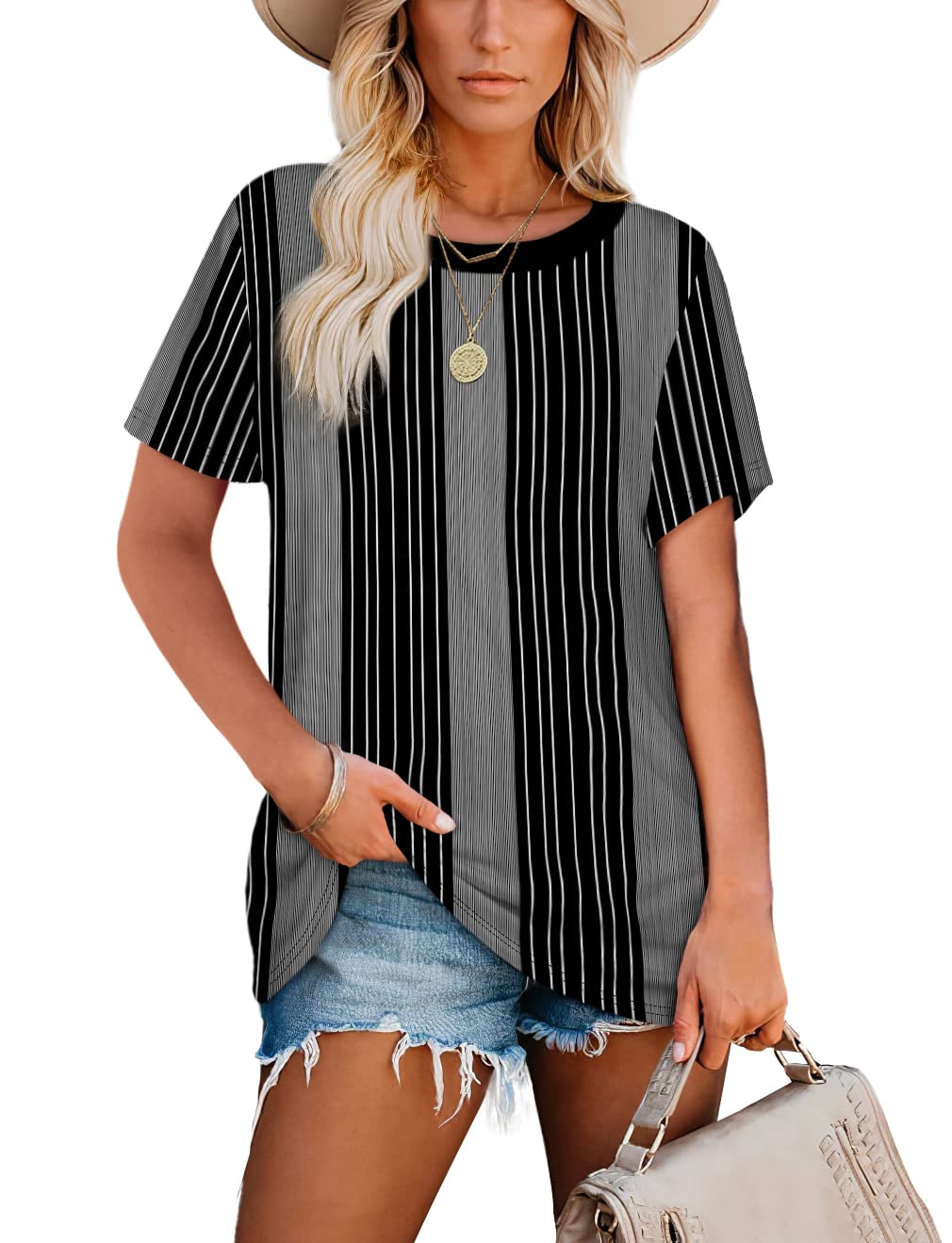 Jescakoo Women's Summer Tops - Soft Crewneck Loose Fit T-Shirts for Casual Wear, Beach Outings & Vacation Essentials