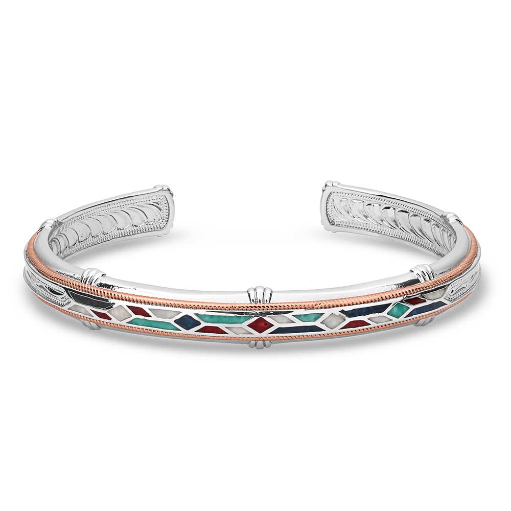 Handmade Western Mosaic Cuff Bracelet for Women - Boho Turquoise Beaded Leather Bangle - Perfect for Festival, Wedding & Everyday Wear