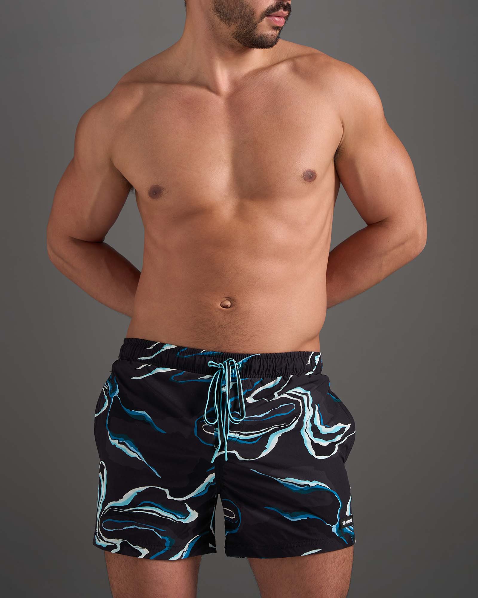 **Teamm8 Resort 4 Swim Shorts for Men - Quick-Dry, Comfortable Black Swim Trunks for Beach, Pool & Vacation | Perfect for Swimming, Surfing & Relaxing**