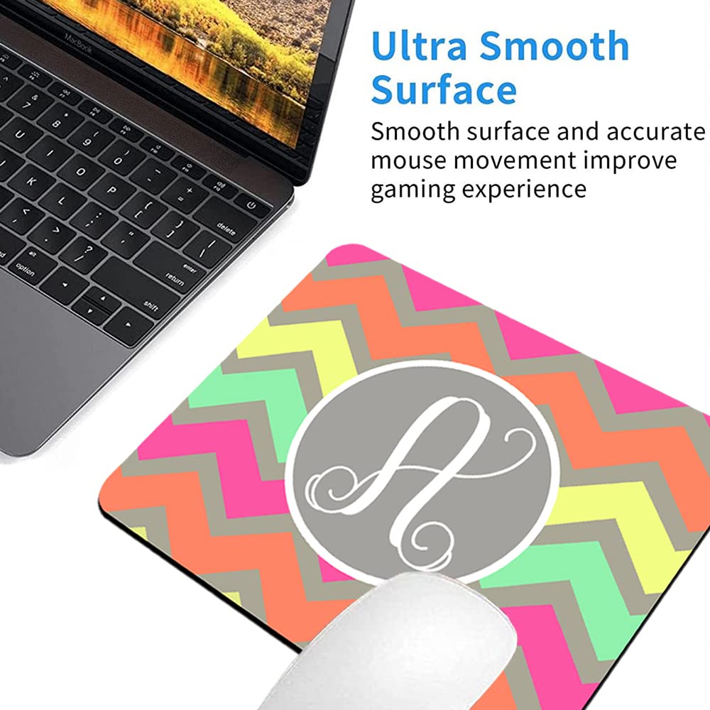 Personalized Monogram Vintage Initial B Gaming Mouse Pad - Large 9.4x7.8 Inch Custom Chevron Design Mousepad for PC, Laptop, Office & Home Use - Perfect Christmas Gift for Friends & Family