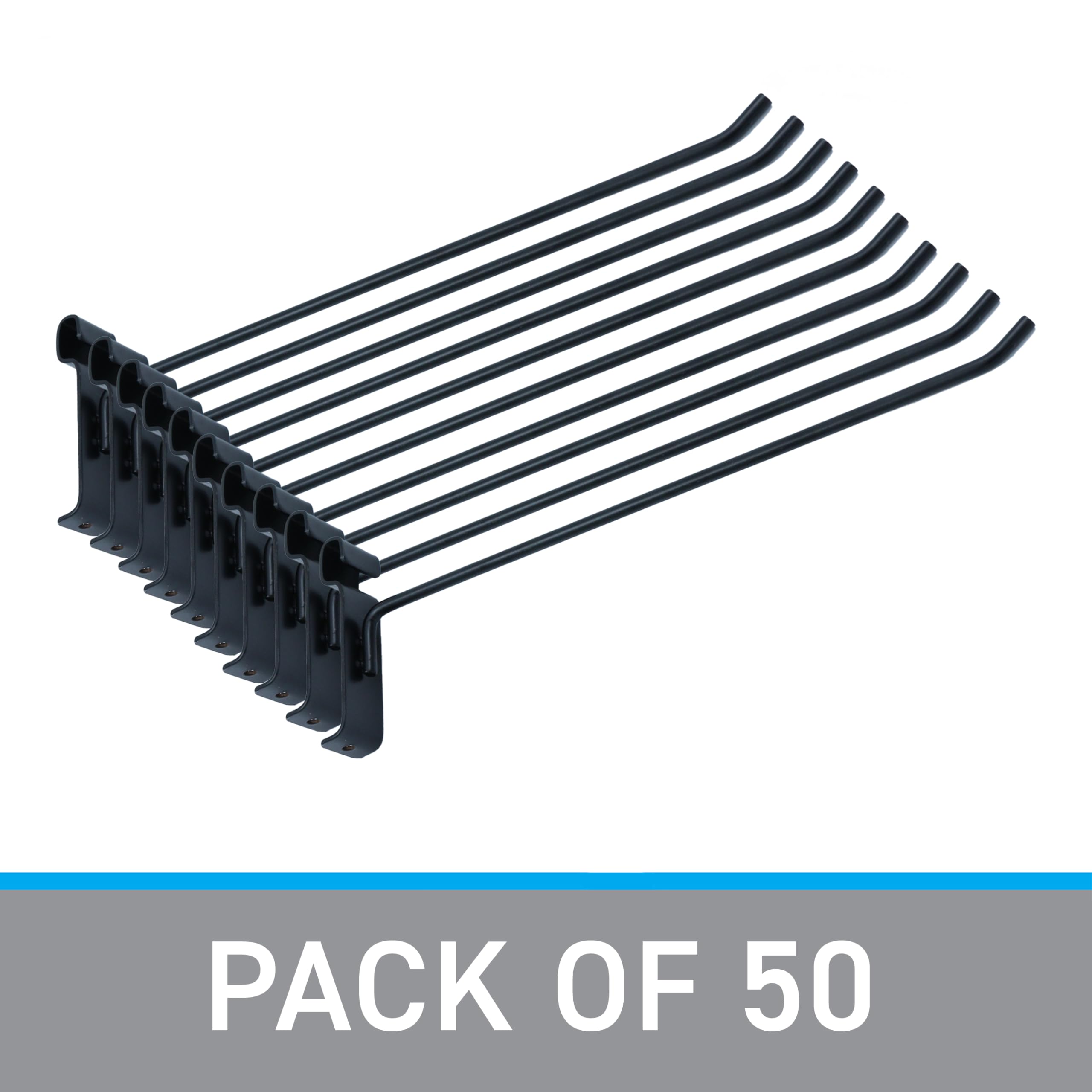 SSWBasics 12 Inch Black Peg Hooks for Wire Grid - Pack of 50 - Heavy Duty Gridwall Hooks for Retail Display, Clothing Racks & Store Organization - Perfect for Boutiques, Trade Shows & Home Storage