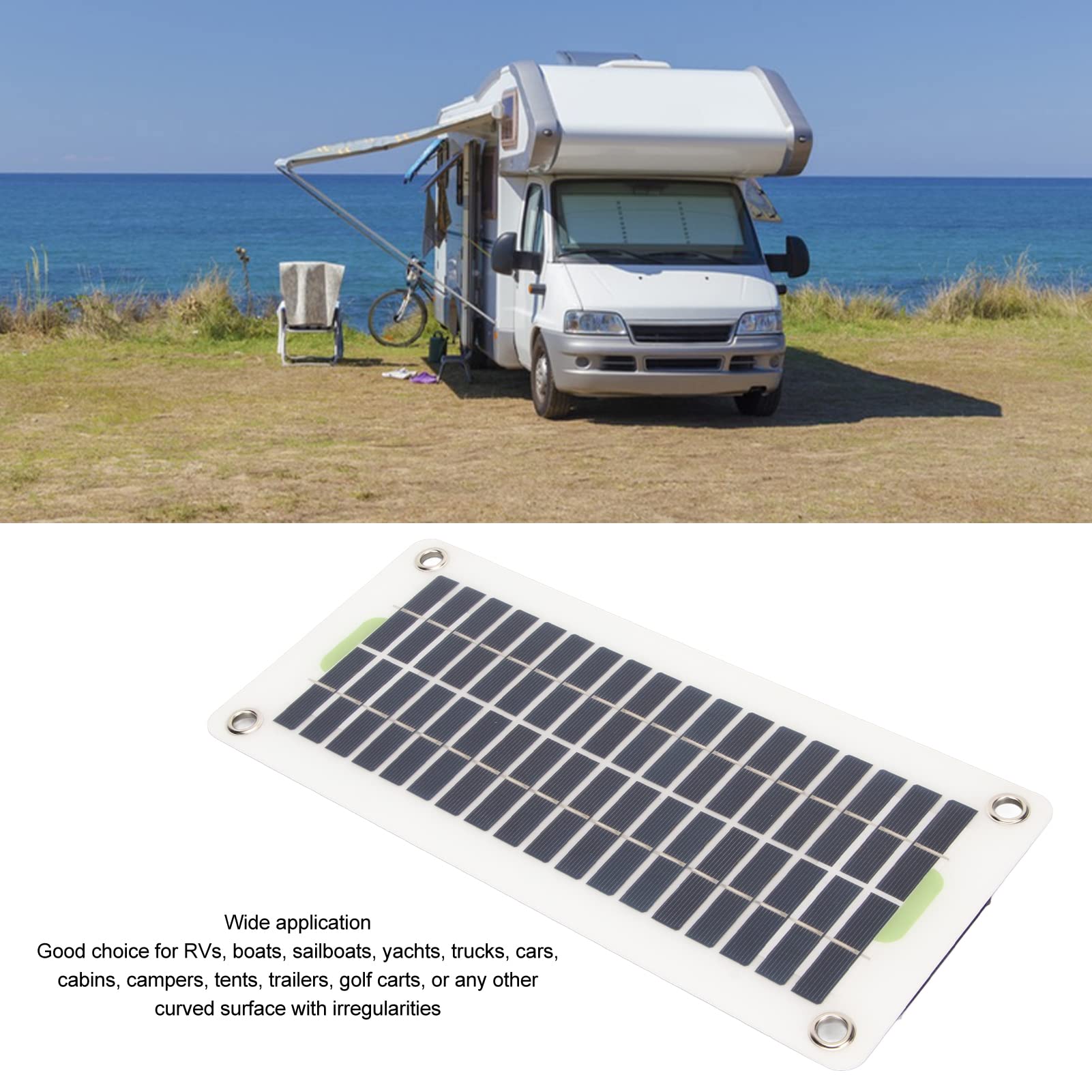 30W Portable Solar Panel Charger Kit - Waterproof 12V USB Polycrystalline Solar Panel for Outdoor, Camping, RV, Boat, Car & Van Power Supply | Perfect for Emergency Backup & Off-Grid Adventures