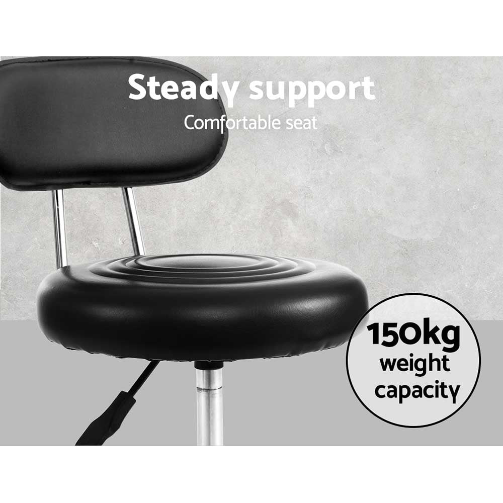 Professional Salon Stool Swivel Chair with Backrest - Adjustable Black Hairdressing Styling Chair for Barber Shops & Beauty Salons