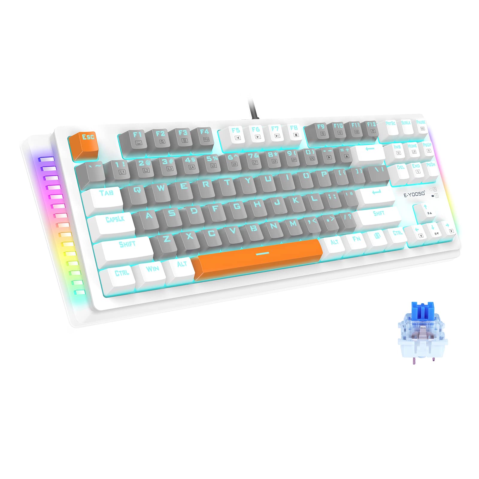 E-YOOSO 75% Mechanical Gaming Keyboard - Blue Switches, RGB Backlit for PC/Mac Gaming