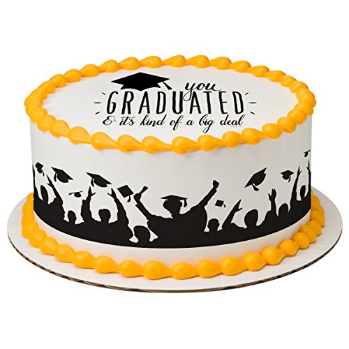 Graduation Cake Decorations - Set of 3 Edible Cake Borders for Graduation Party, Birthday & Celebration | Graduation Hats Design
